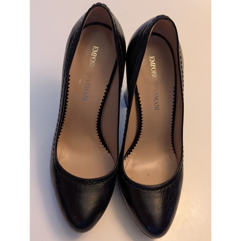 Emporio Armani Black Leather Platform Pumps - Made in Italy - 36.5 (US 6.5) - Picture 5 of 11